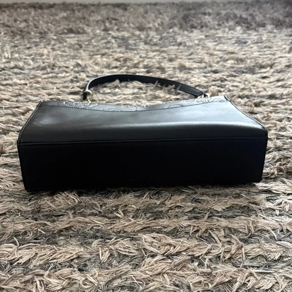 Karl Lagerfeld Luxury Black Floral Shoulder Bag with Gold Hardware - Picture 3 of 14